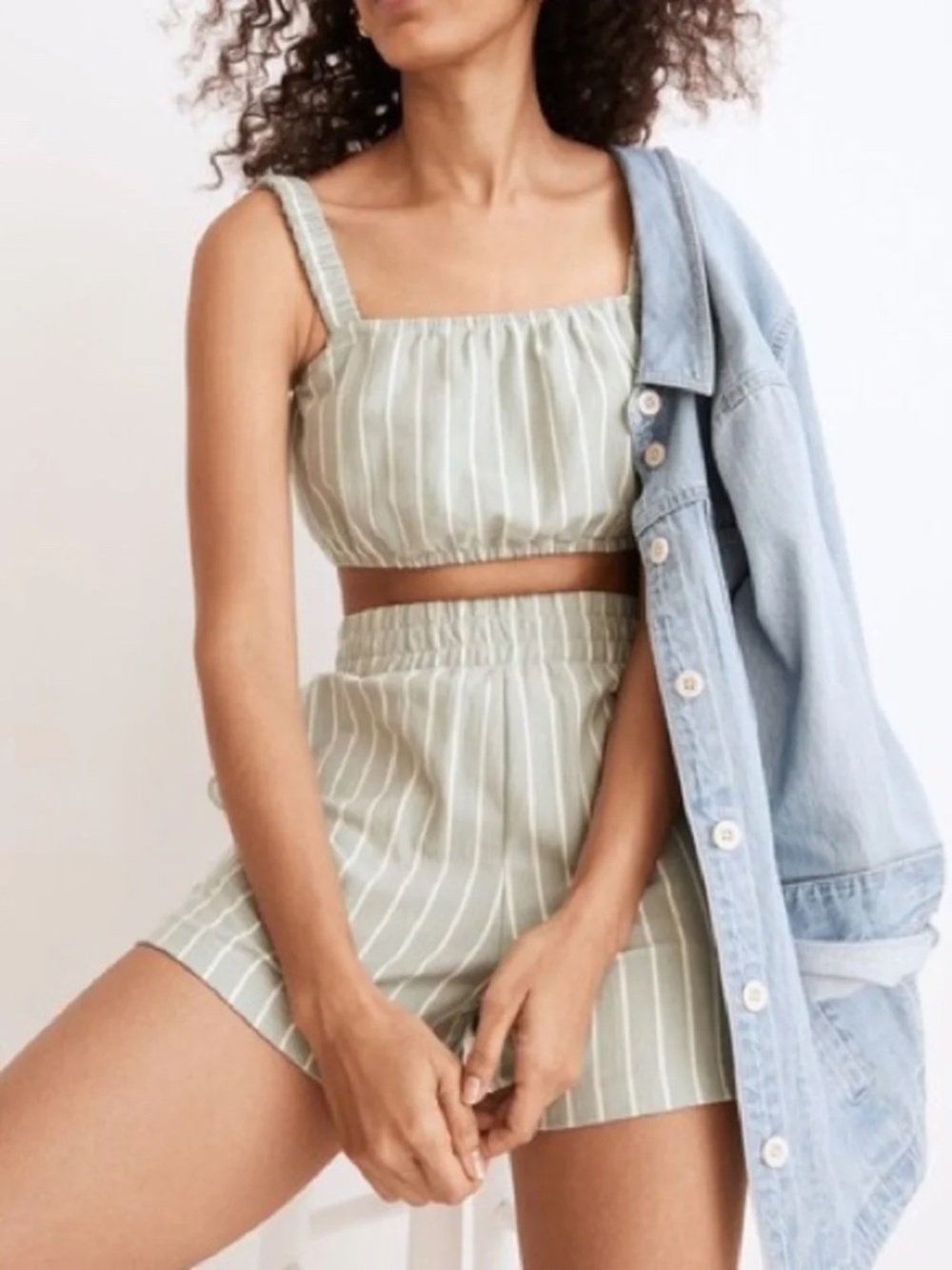 Madewell Organic Cotton Crop Tank Top Frosted Sage Size Large New NWT